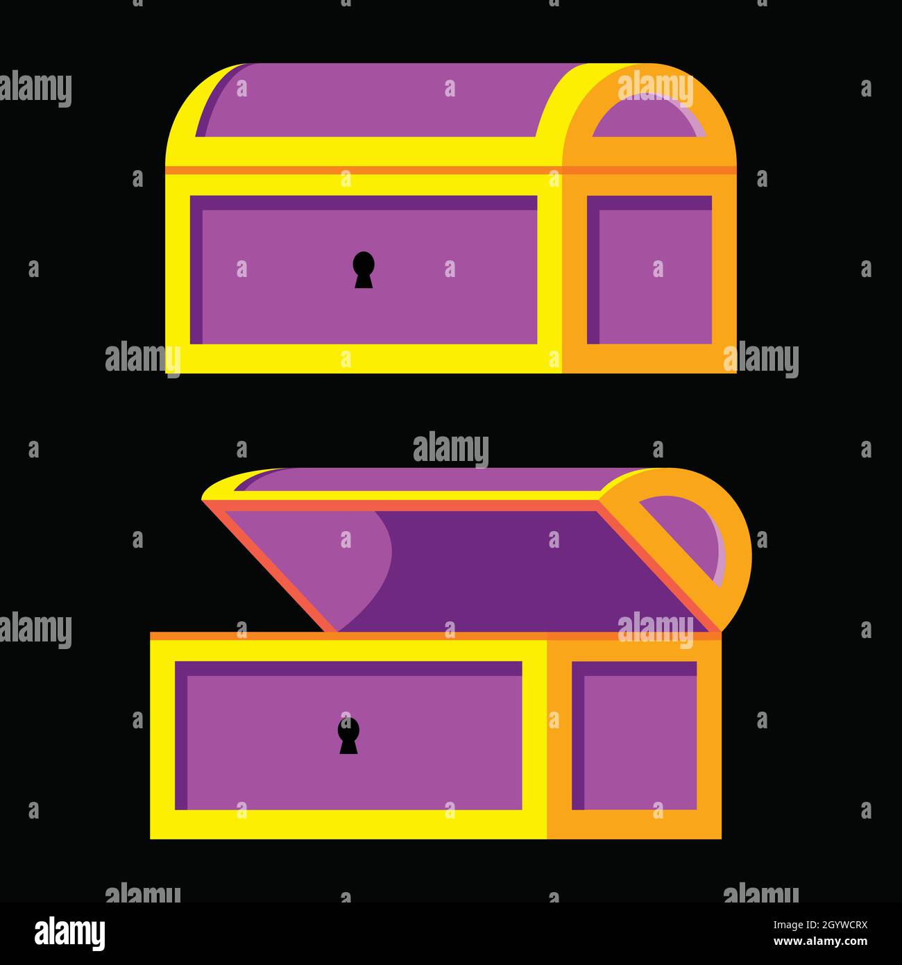 Schatzkiste offen und geschlossen - flaches Design Stock Vektor