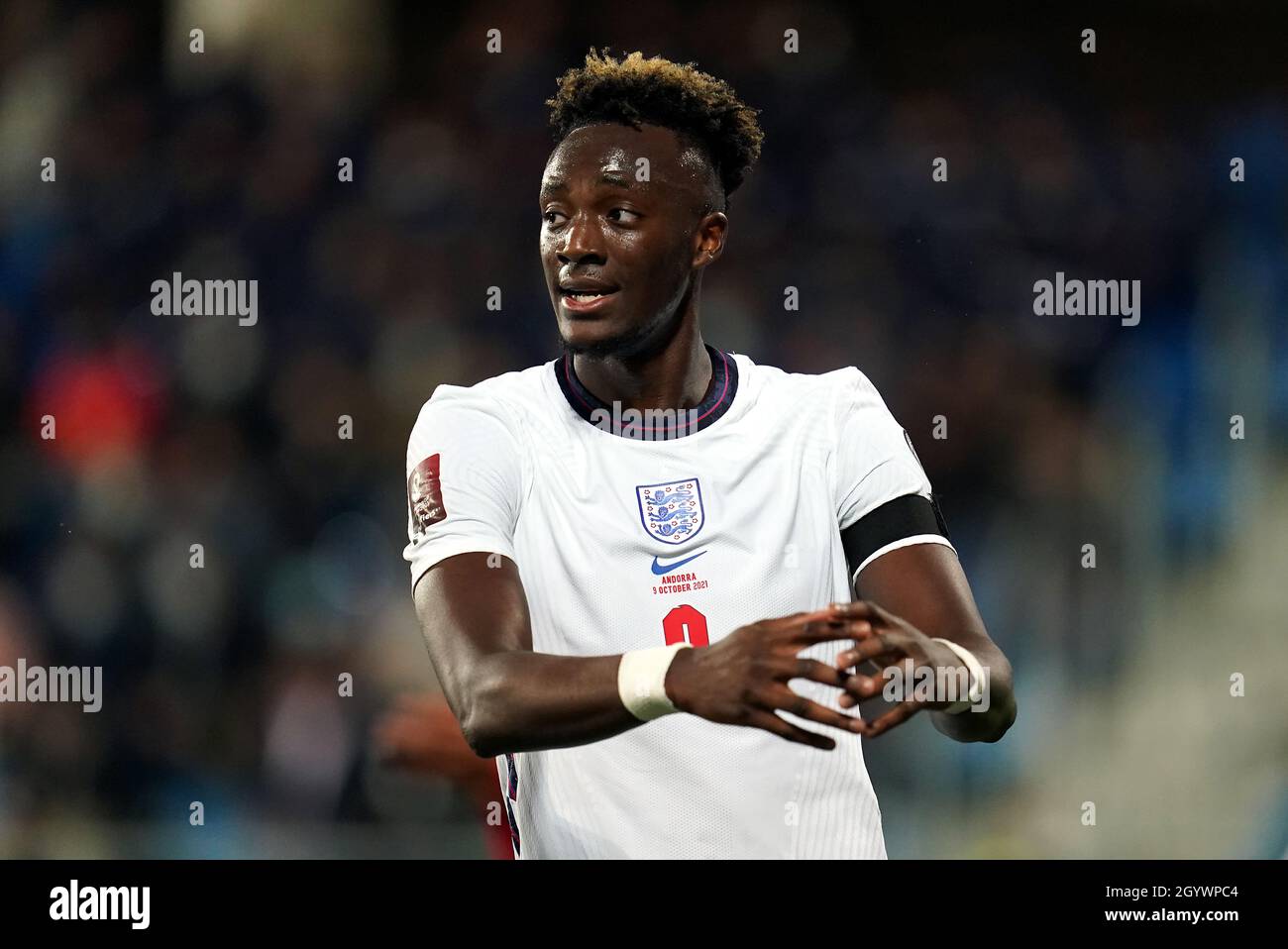 Der englische Tammy Abraham während des FIFA-WM-Qualifikationsspiel im Estadi Nacional, Andorra. Bilddatum: Samstag, 9. Oktober 2021. Stockfoto