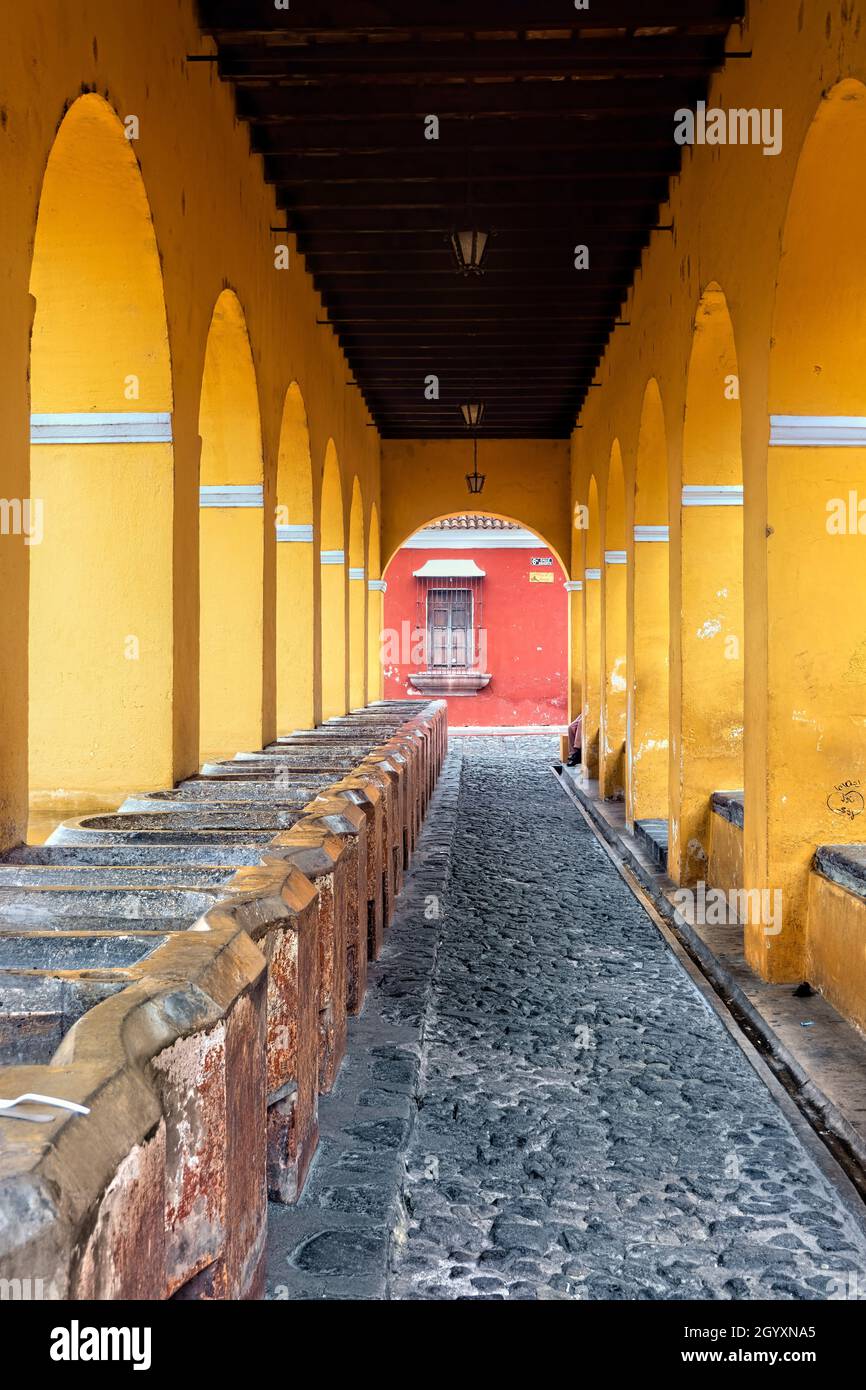 La Union Wasserbehälter Ruinen, Antigua, Guatemala, Stockfoto