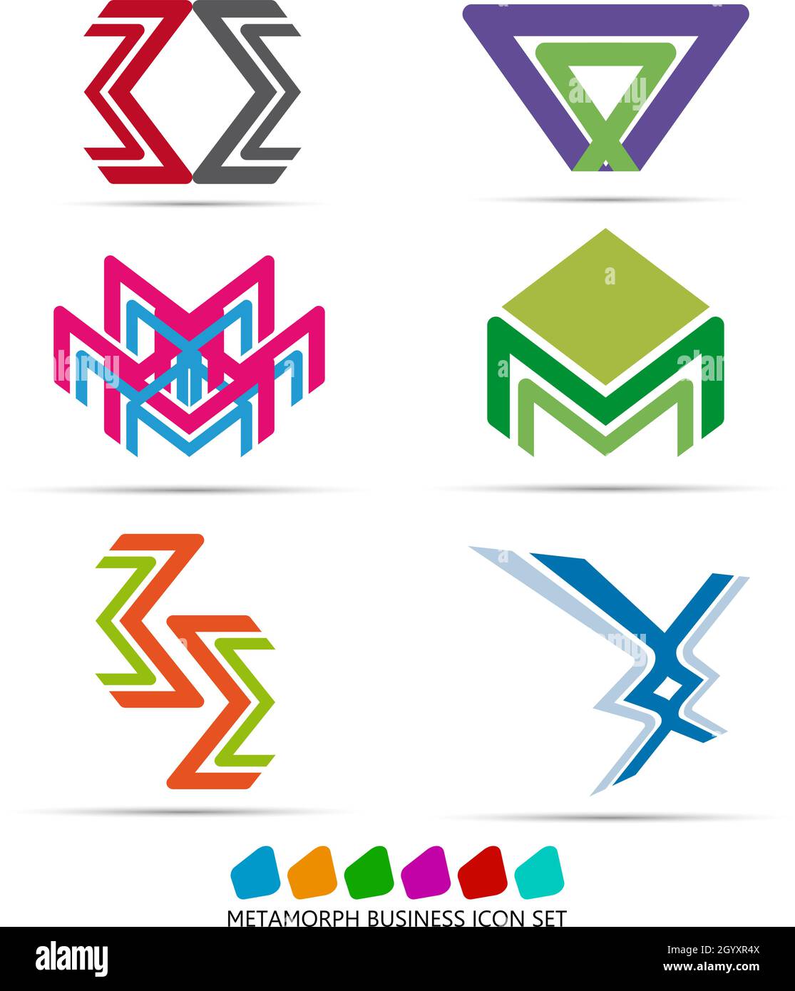 Bunte geometrische Vektor Business Icon, Logo, Zeichen, Symbol Pack für kreative Design brauchen Stock Vektor