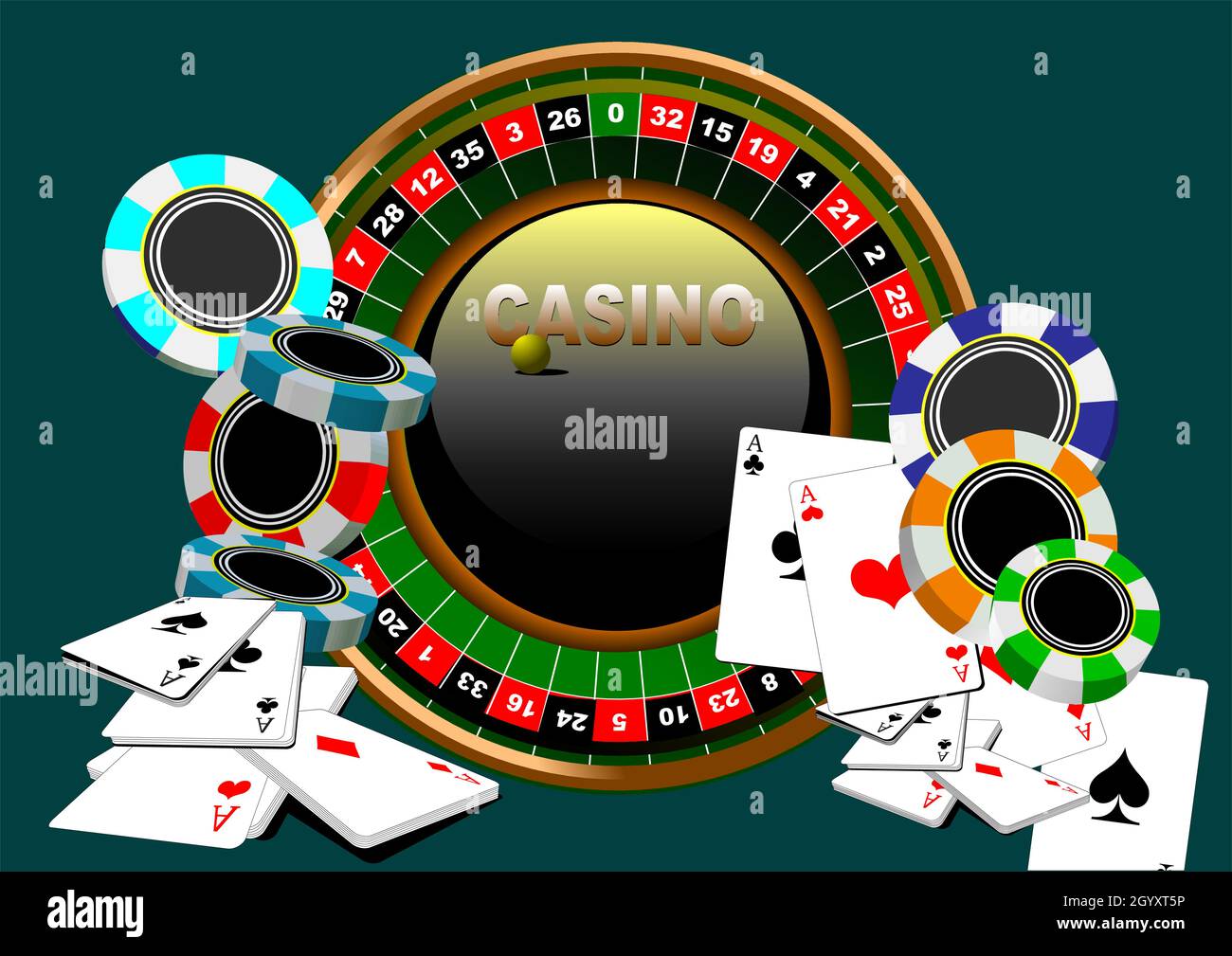Casino-Elemente. 3d-Farbvektordarstellung Stock Vektor