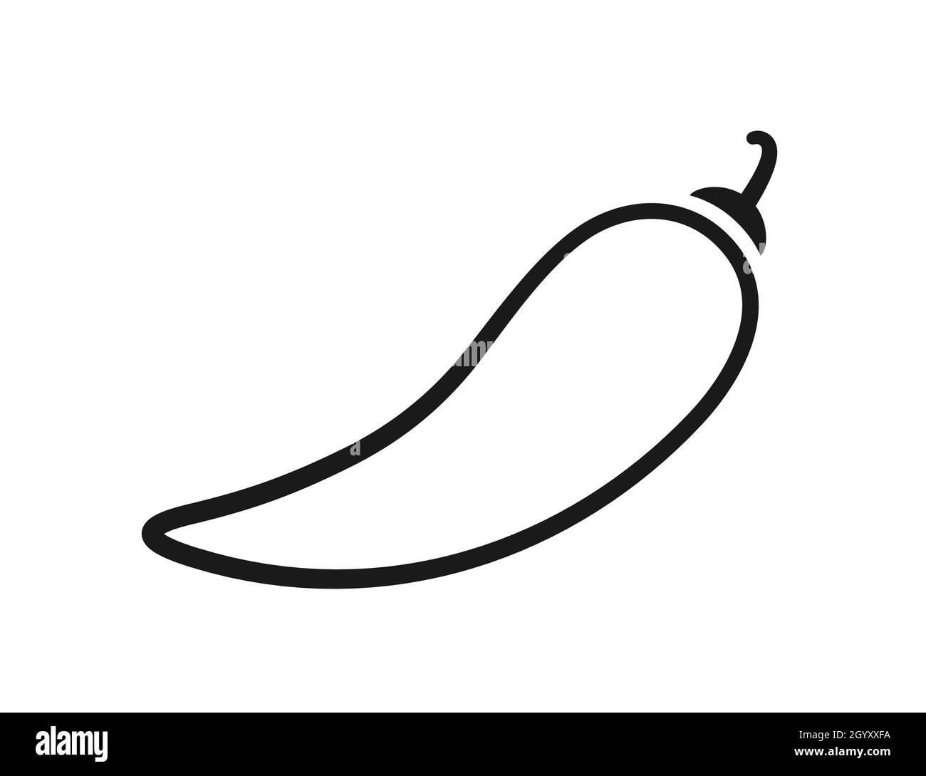 Chili. Schwarzes Symbol mit Chilischote. Vektordarstellung auf weißem Hintergrund isoliert Stock Vektor