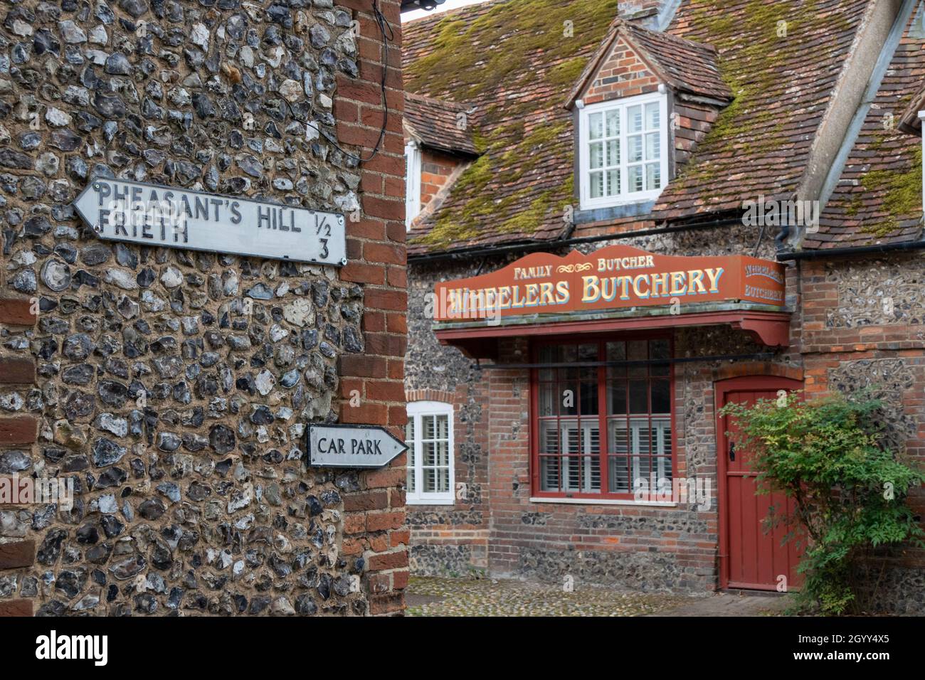 Metzgerei Von Wheelers. Hambleden, Oxfordshire, England, Großbritannien Stockfoto