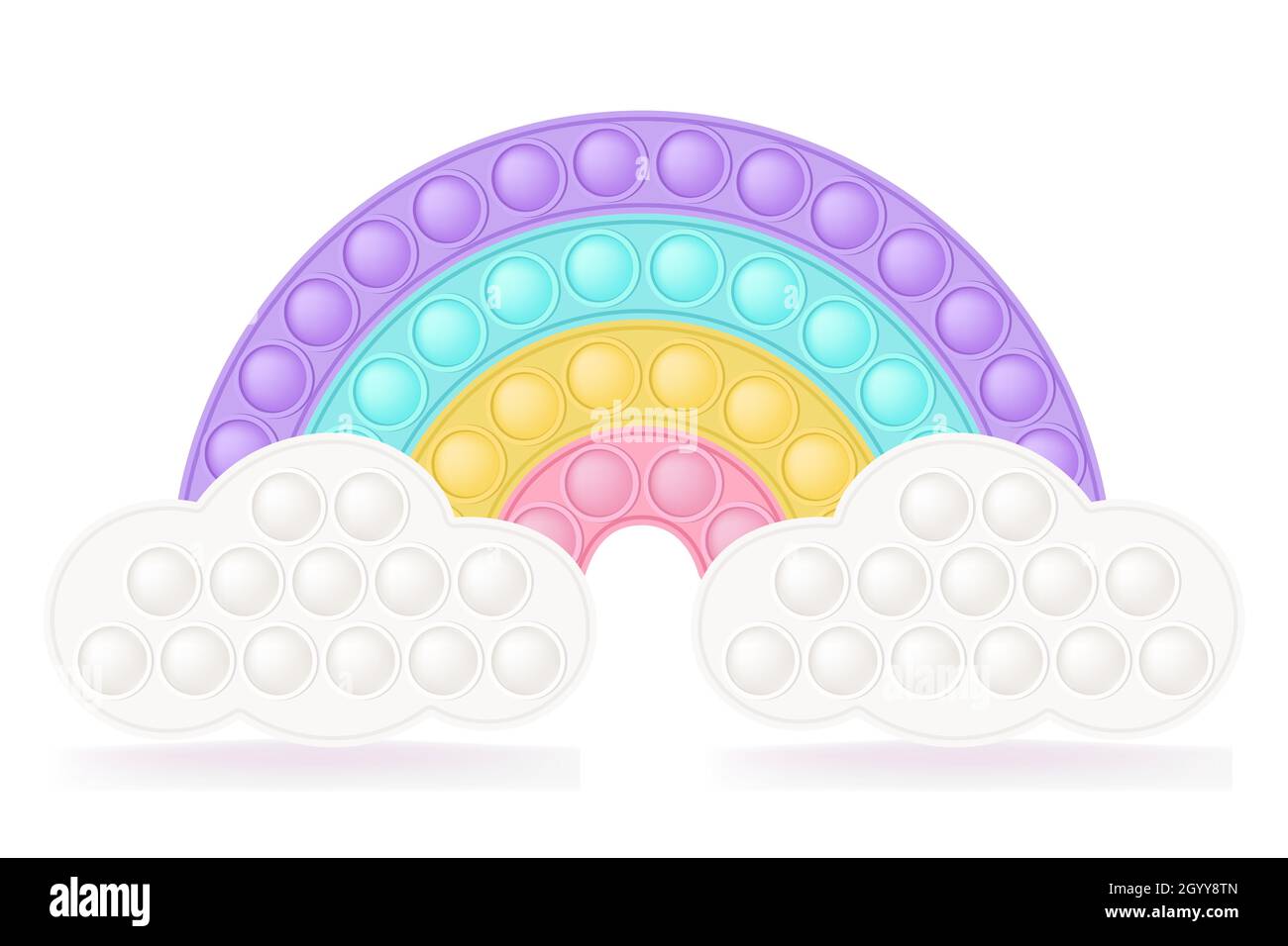 POPIT Regenbogen auf den Wolken als modisches Silizium-Fidget-Spielzeug.  Süchtig machendes Antistress-Spielzeug für Fidget in Pastellfarben. Bubble  Sensory popit für Kinder Stock-Vektorgrafik - Alamy