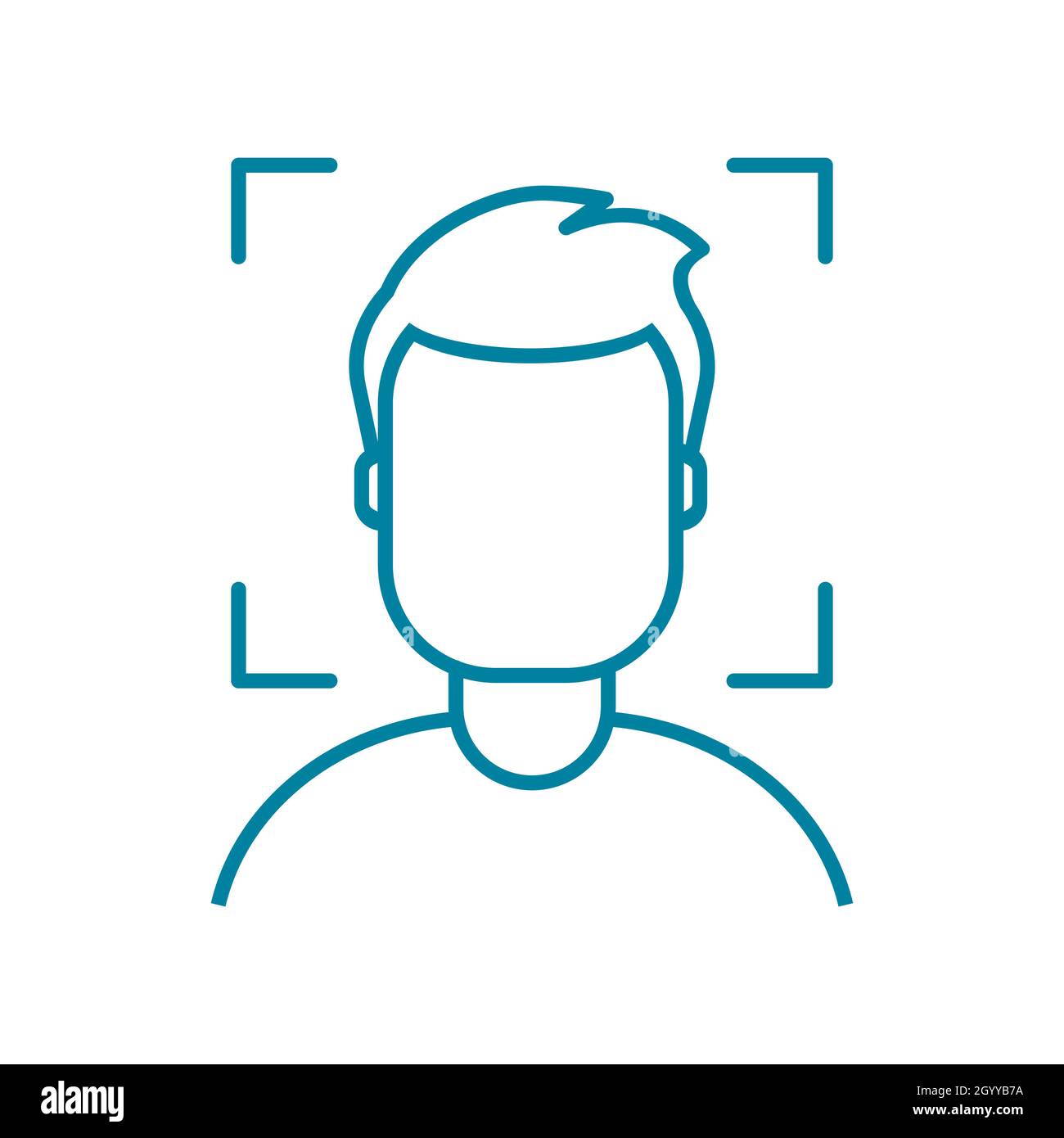 Symbol für die Scanlinie. Gesichts-ID. Gesichtserkennung. Biometrisches Konzept. Authentifizierung von digitalen Geräten. Entsperren Sie Ihr persönliches Mobilgerät oder greifen Sie darauf zu. Vektor Stock Vektor