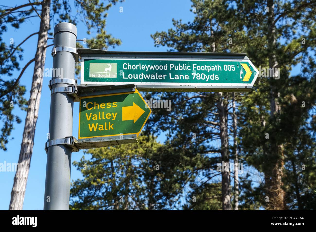 Chess Valley Walk Wegweiser in Hertfordshire, England Vereinigtes Königreich Großbritannien Stockfoto