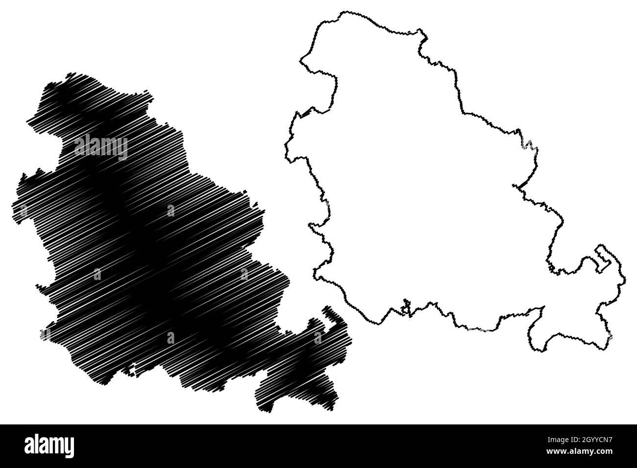 Kendujhar Bezirk (Odisha Staat, Republik von Indien) Karte Vektor Illustration, scribble Skizze Keonjhar Karte Stock Vektor