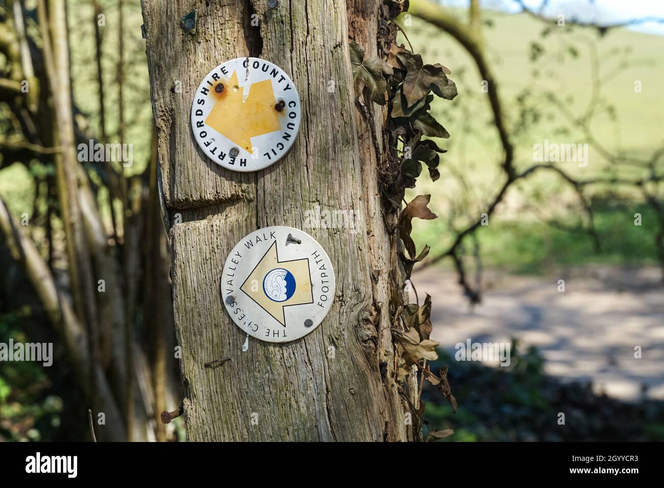 Chess Valley Walk Wegweiser in Hertfordshire, England Vereinigtes Königreich Großbritannien Stockfoto