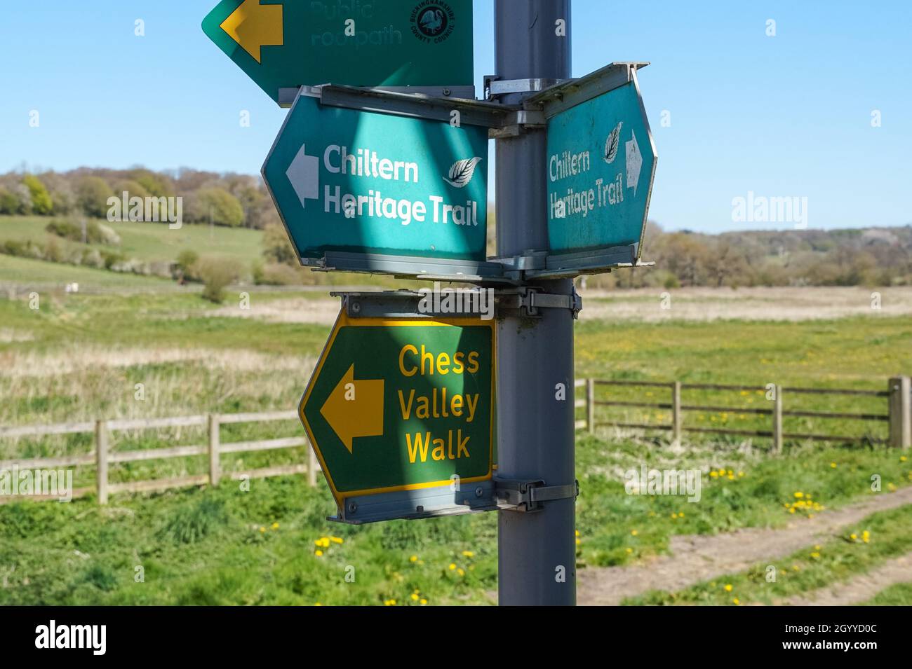 Chess Valley Walk Wegweiser in Buckinghamshire, England Vereinigtes Königreich Großbritannien Stockfoto