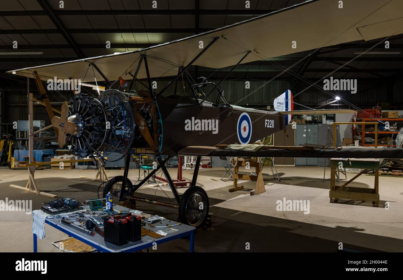 Ein Nachbau des WWI Sopwith 1 1/2 Strutter Flugzeug Doppeldecker im Bau von Aviation Preservation Society of Scotland, East Lothian, UK Stockfoto