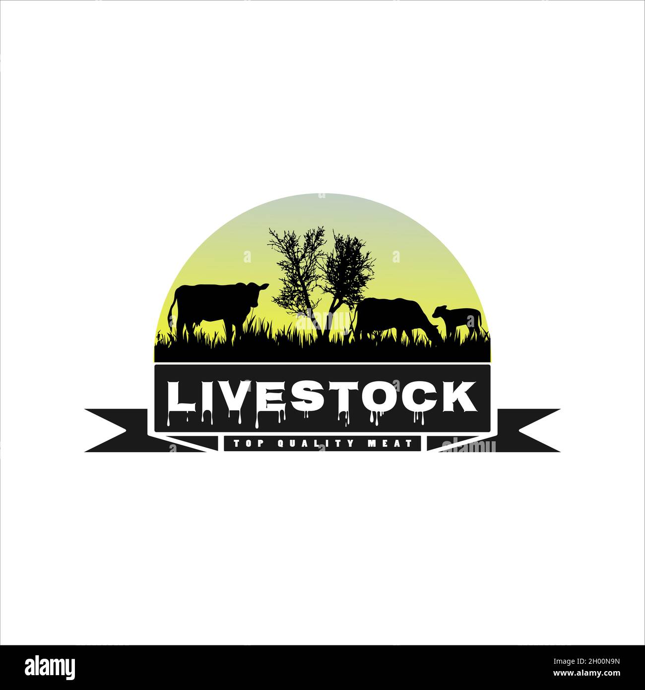 Vektor-Inspiration für Vintage Kuh / Rinderfarm Logo-Design. Kreative Ideen von Tierfarm Logos Stock Vektor