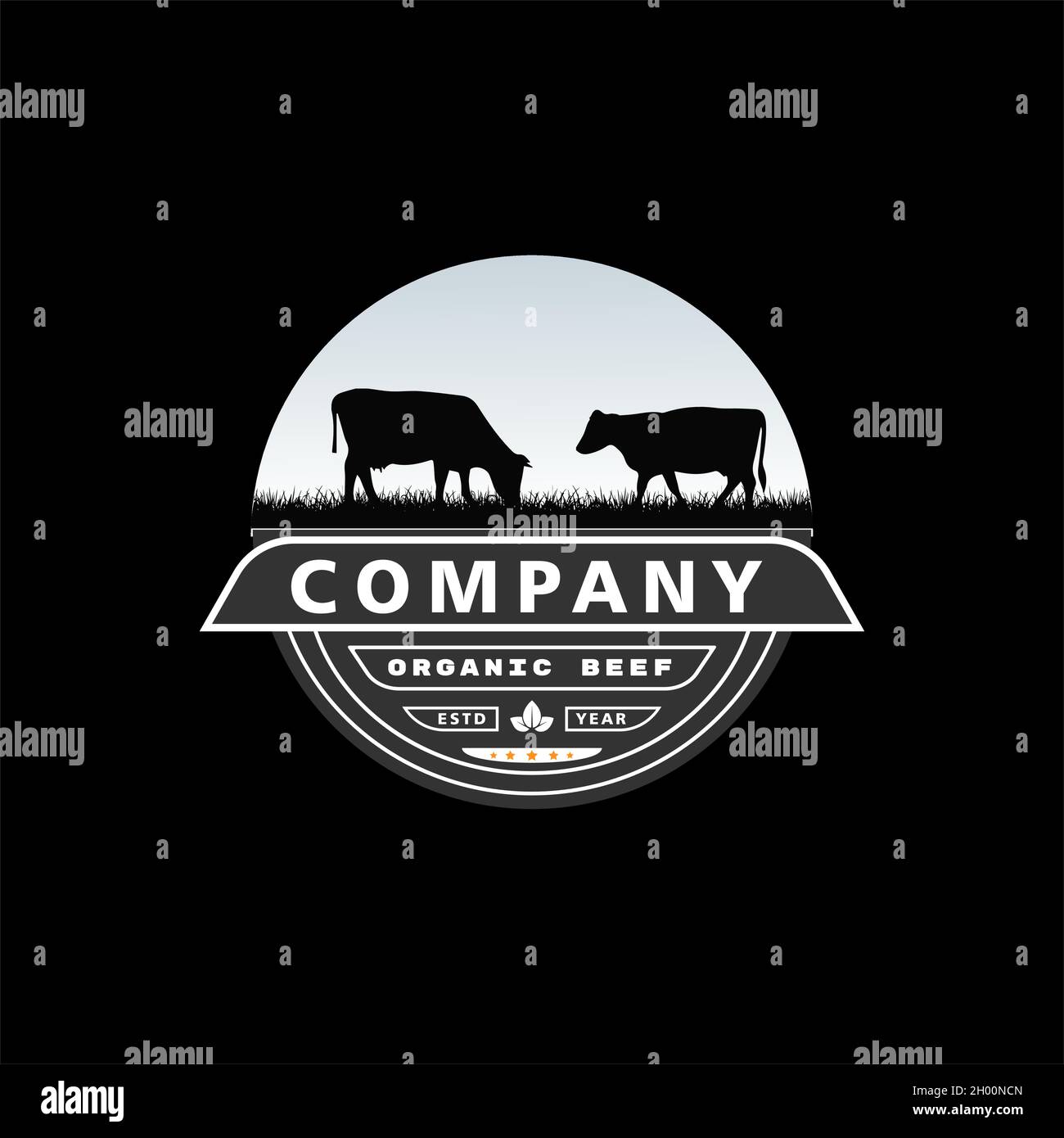 Vektor-Inspiration für Vintage Kuh / Rinderfarm Logo-Design. Kreative Ideen von Tierfarm Logos Stock Vektor