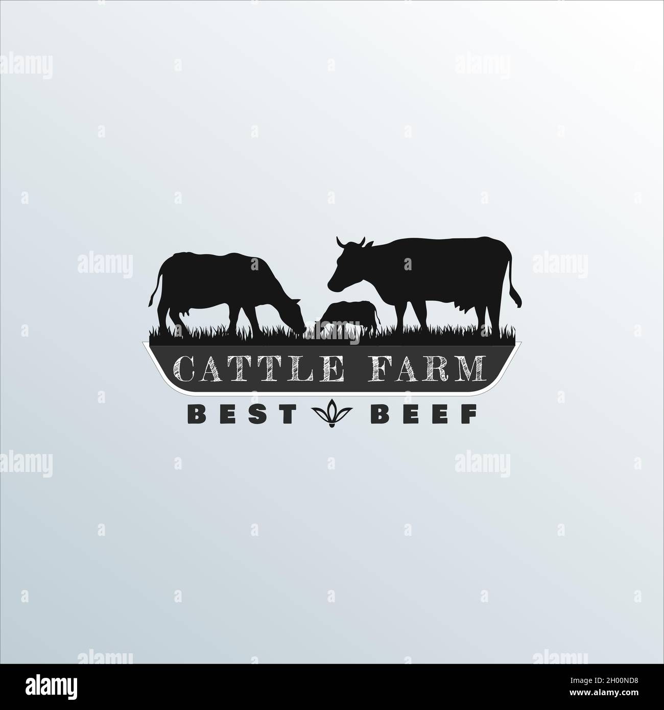 Vektor-Inspiration für Vintage Kuh / Rinderfarm Logo-Design. Kreative Ideen von Tierfarm Logos Stock Vektor
