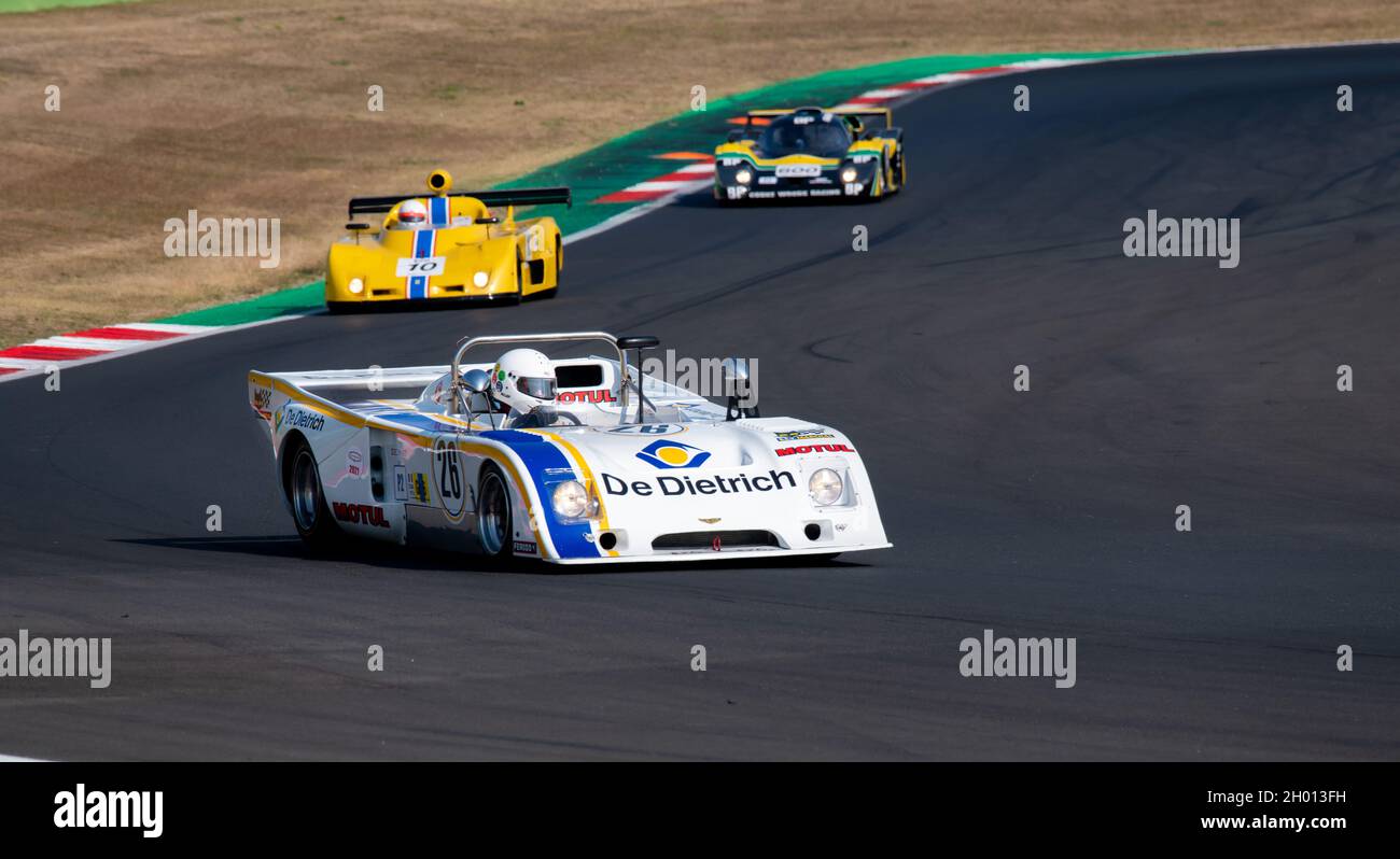 Italien, september 11 2021. Vallelungaklassiker. 70er Jahre Ausdauer Prototyp Rennwagen Klassiker historischen Wettbewerb auf Asphalt Rennstrecke Chevron B36 Stockfoto