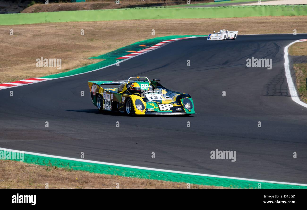 Italien, september 11 2021. Vallelungaklassiker. 70er Jahre Langstrecken-Prototyp Rennwagen Klassiker historischen Wettbewerb auf Asphalt Rennstrecke, Toj SC206 Stockfoto