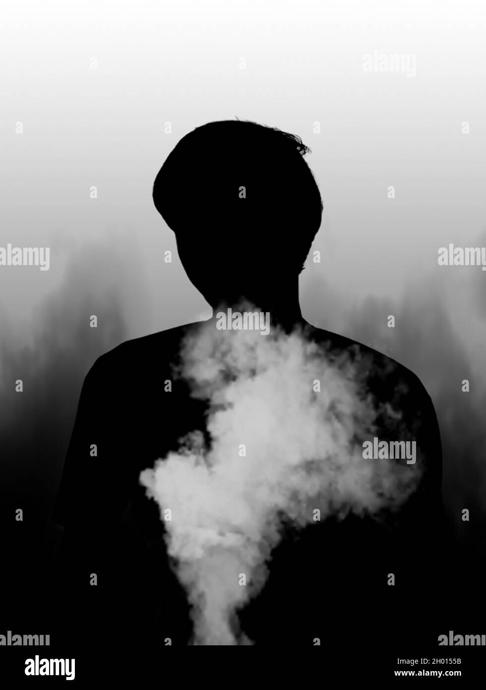 Schwarz und Weiß Rauch Schatten Stockfoto