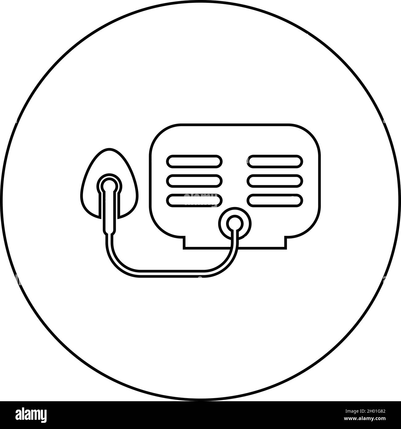 Inhalator Vernebler Medizinische Aerosolgeräte Symbol im Kreis Runde schwarze Farbe Vektor Illustration solide Kontur Stil einfaches Bild Stock Vektor
