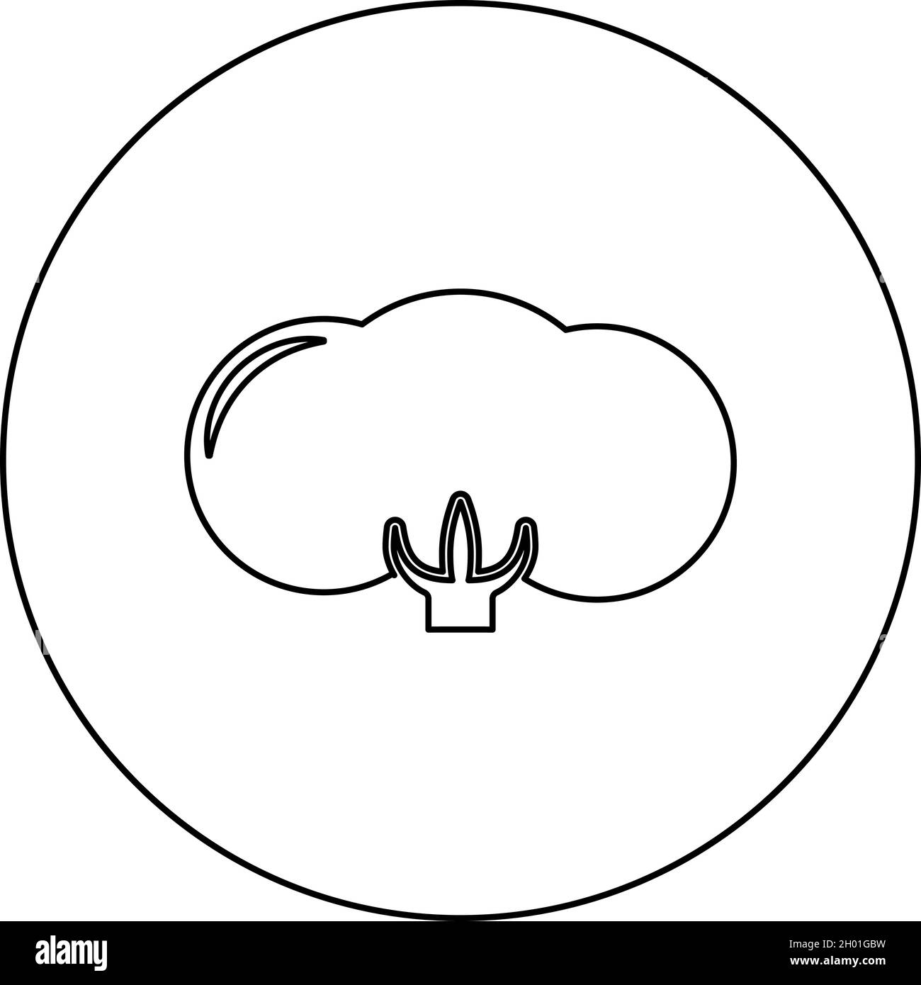 Baumwolle Blume Knospe Symbol im Kreis rund schwarz Farbe Vektor Illustration solide Kontur Stil einfaches Bild Stock Vektor