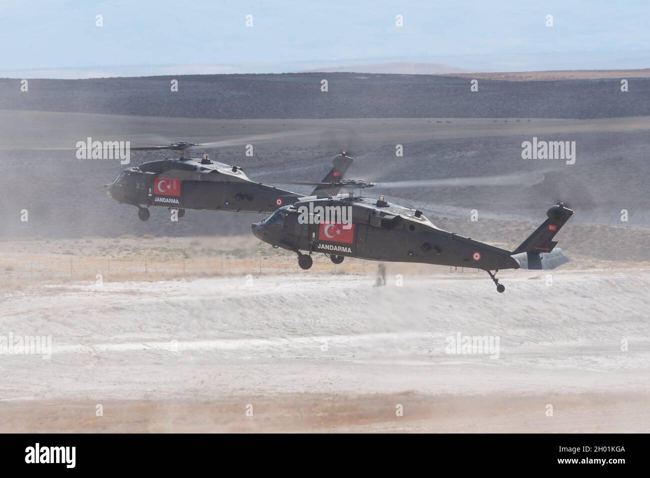 Sivrihisar, Türkei - 12. September 2021: Demoteam des türkischen Gendarms Celik Kanatlar war einer der Teilnehmer der Sivrihisar Airshows. Stockfoto