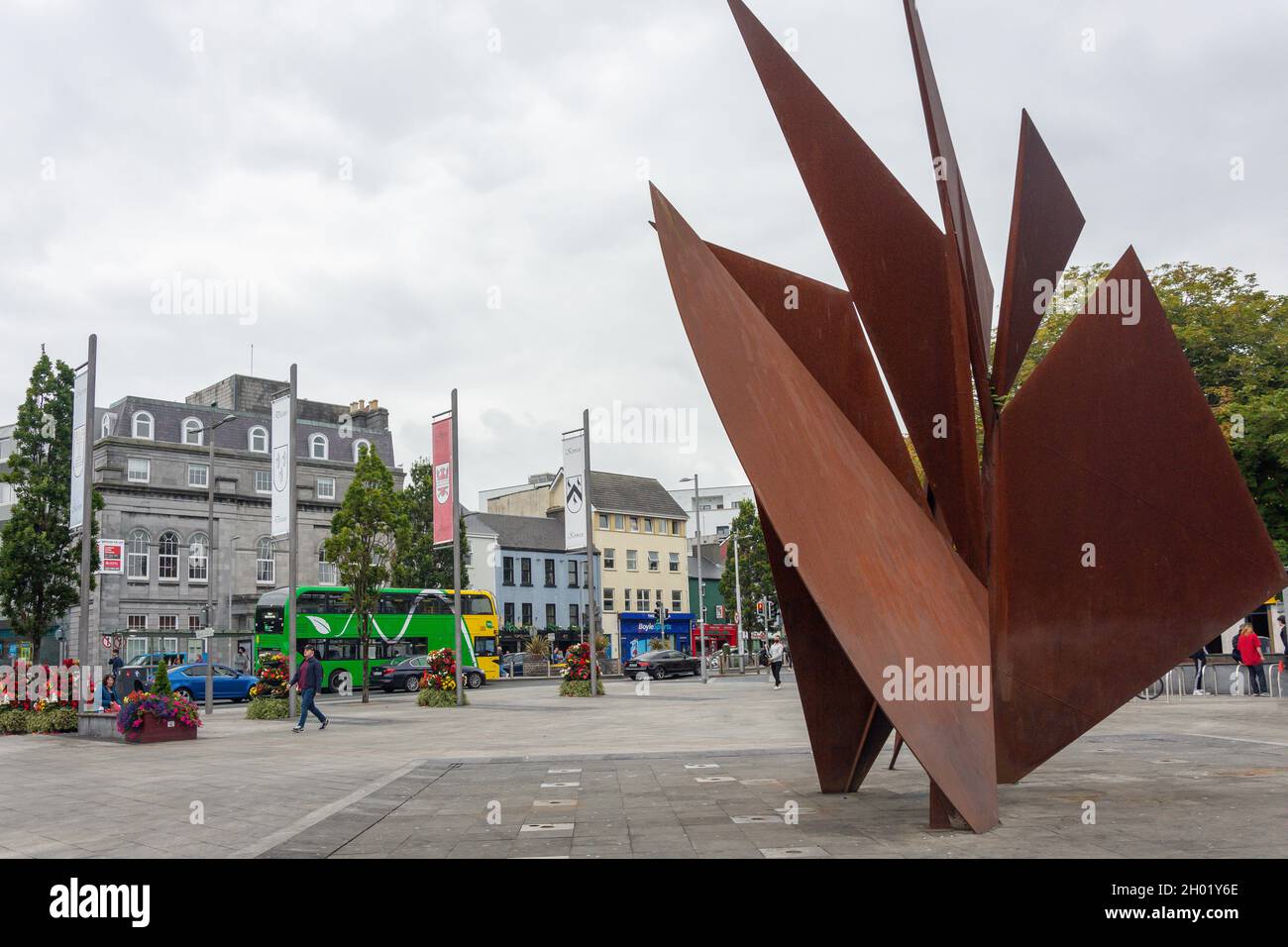 Eyre Square (John F. Kennedy Memorial Park), Stadtzentrum, Galway (Gaillimh), County Galway, Republik Irland Stockfoto