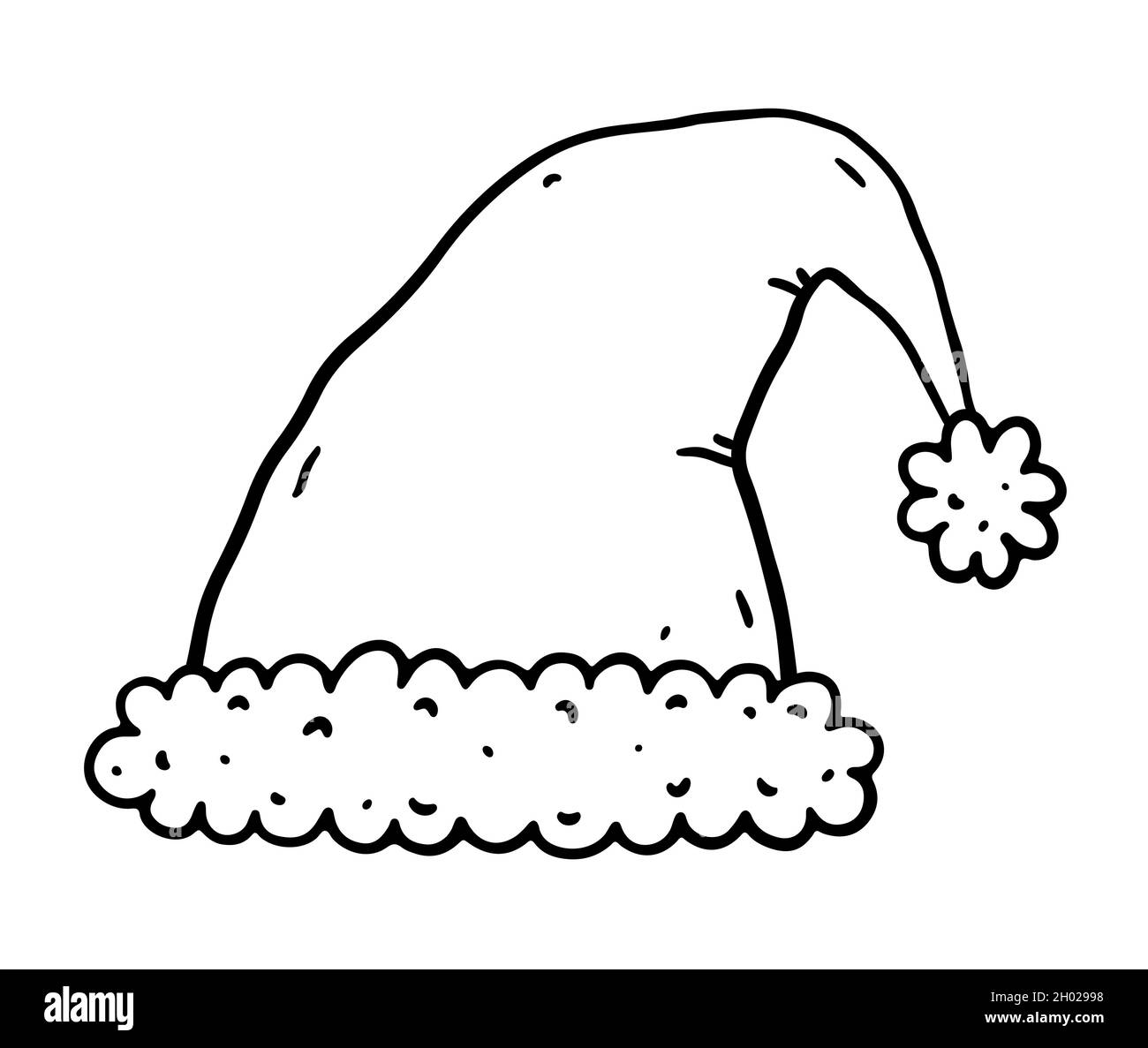 Santa hat isoliert auf weißem Hintergrund. Vektor-handgezeichnete Illustration im Doodle-Stil. Perfekt für Urlaubs- und Weihnachtsmotive, Karten, Logo Stock Vektor