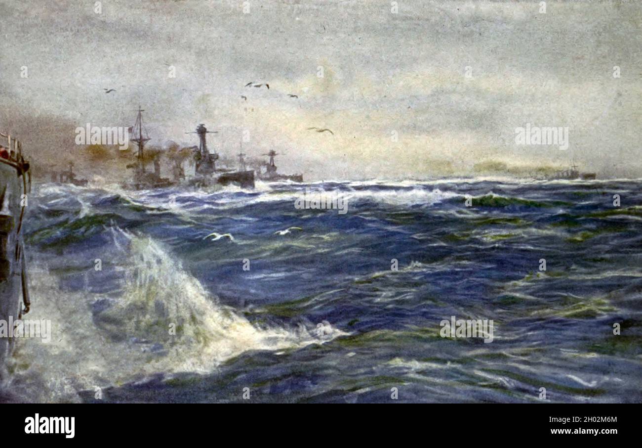 Battle Cruisers im Zickzack in der Nordsee während des Ersten Weltkriegs Stockfoto