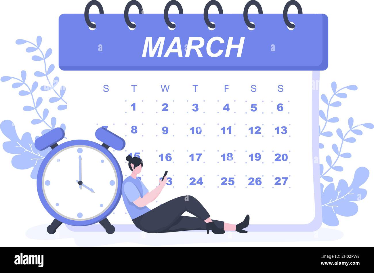 Kalender Hintergrund Vektor Illustration mit Kreis Zeichen für die Planung wichtige Angelegenheit, Zeitmanagement, Arbeitsorganisation und Life Events Notificatio Stock Vektor