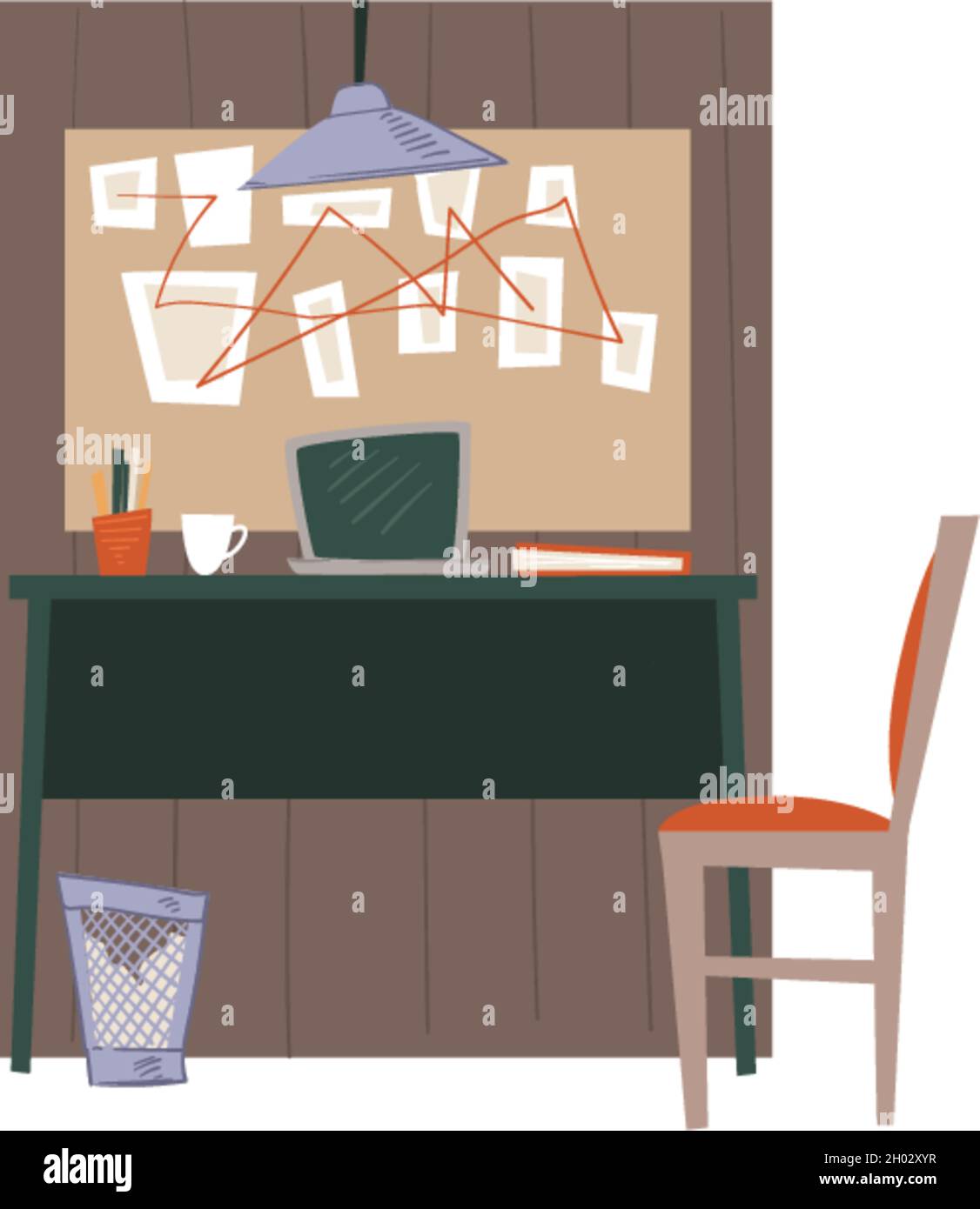 Innenarchitektur von Arbeitsräumen im Büro oder zu Hause Stock Vektor