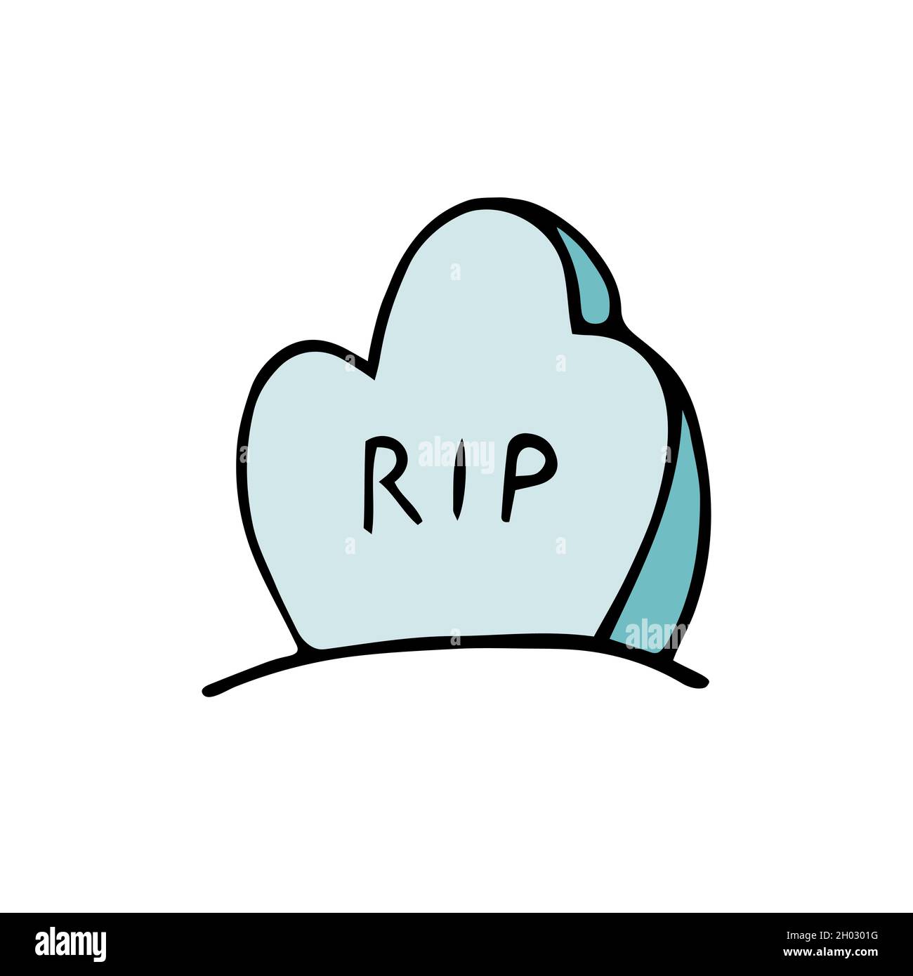 Vektor-Doodle-Grab mit Schriftzug RIP. Blaue Farbe Grab isoliert auf ...