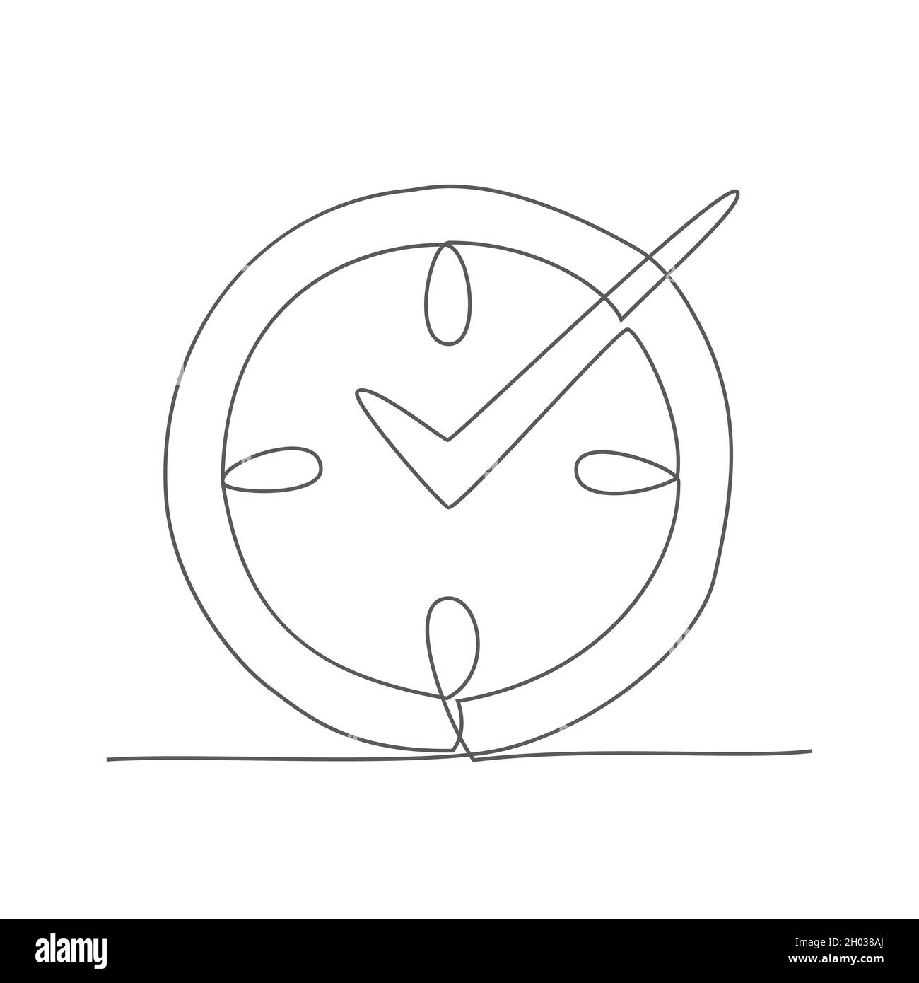 Uhr. Eine Linie zeichnen. Vektoruhr im Linienstil Stock Vektor