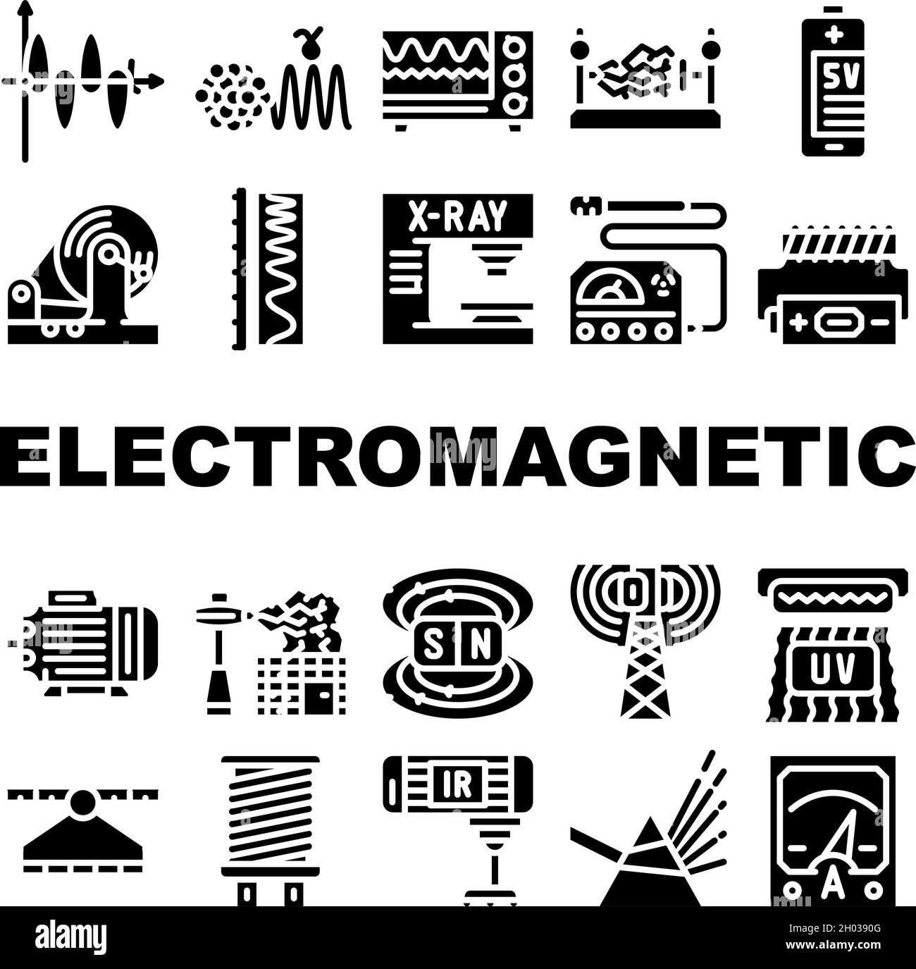 Symbole Für Elektromagnetische Physik Set Vector Stock Vektor