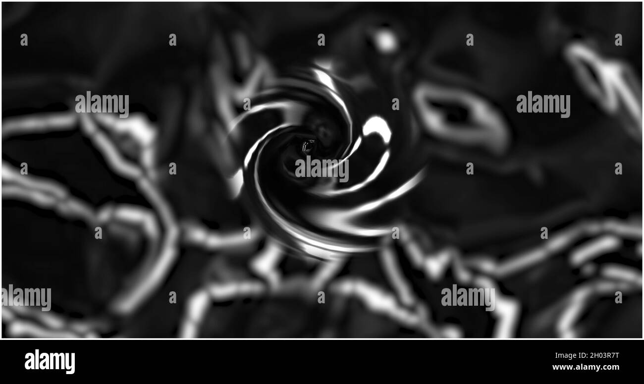 Bild eines schwarzen Kreises und einer sich bewegenden schwarzen Welle Stockfoto