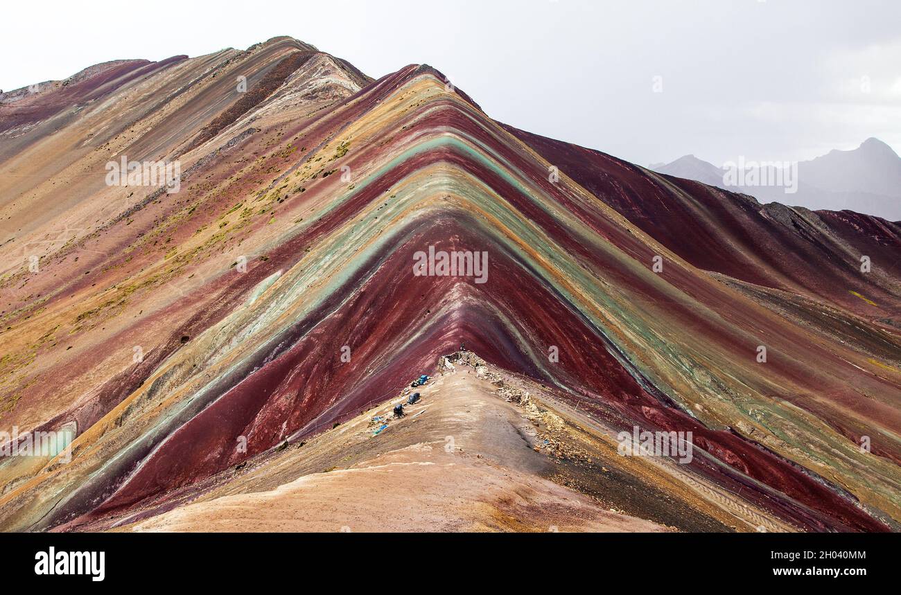 Rainbow Mountains oder Vinicunca Montana de Siete Colores, Cuzco Region in Peru, peruanische Anden Stockfoto