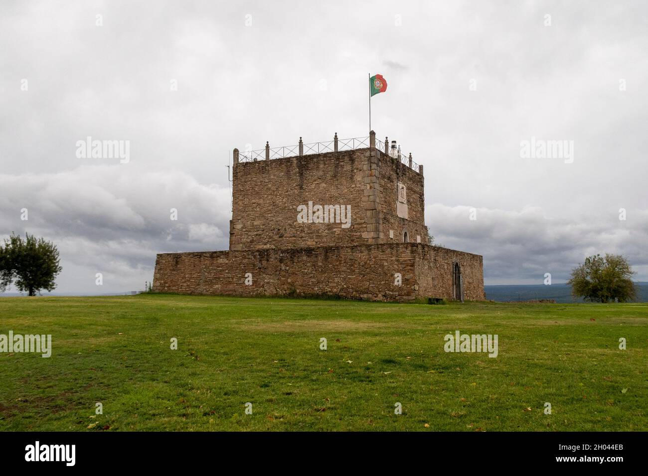 Der Haftblock, der sich im zentralen Plan der Burg von Abrantes, Portugal, Europa befindet Stockfoto