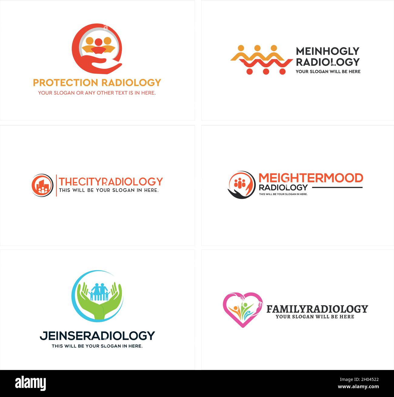 Satz von medizinischen Versorgung Menschen Familie Logo-Design Stock Vektor