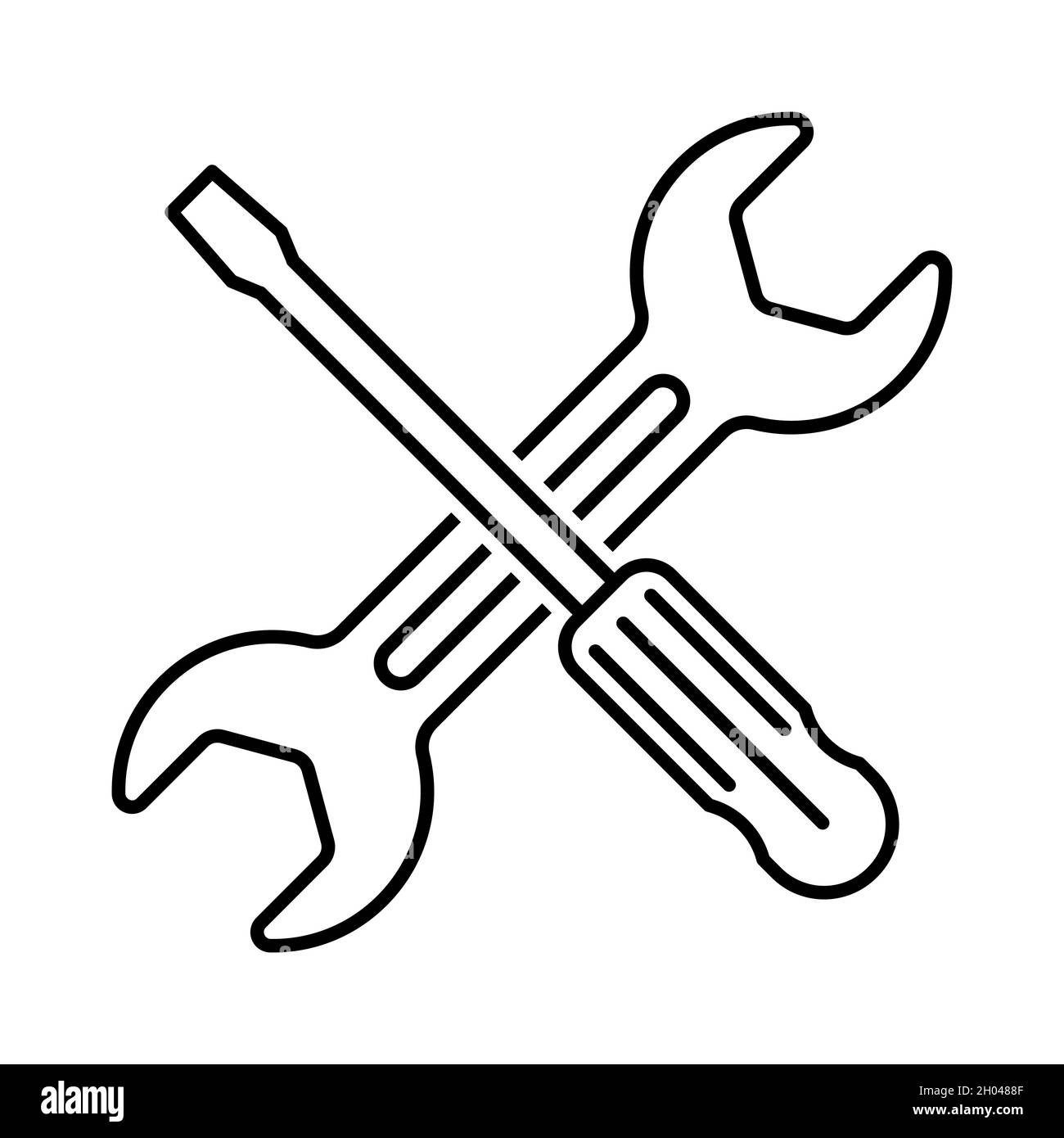 Symbol für Reparaturwerkzeuge. Symbol für das gekreuzte Werkzeug.  Schraubenschlüssel und Schraubendreher. Vektorgrafik Stock-Vektorgrafik -  Alamy