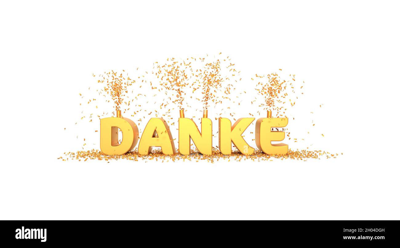 „Danke“ bedeutet „Danke“ in deutscher Sprache - 3D-Rendering Stockfoto