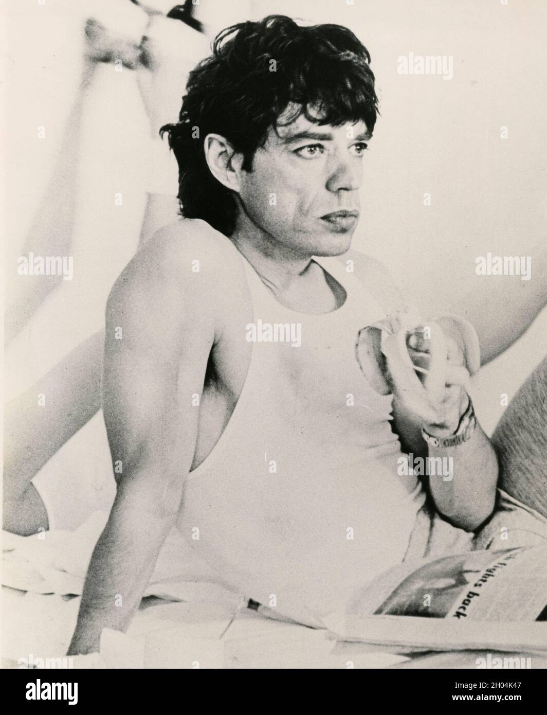 Mick Jagger, englischer Sänger und Songwriter, 1980er Jahre Stockfoto