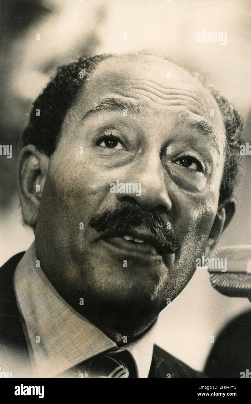 Ägyptischer Politiker Präsident Anwar Sadat, 1970er Jahre Stockfoto