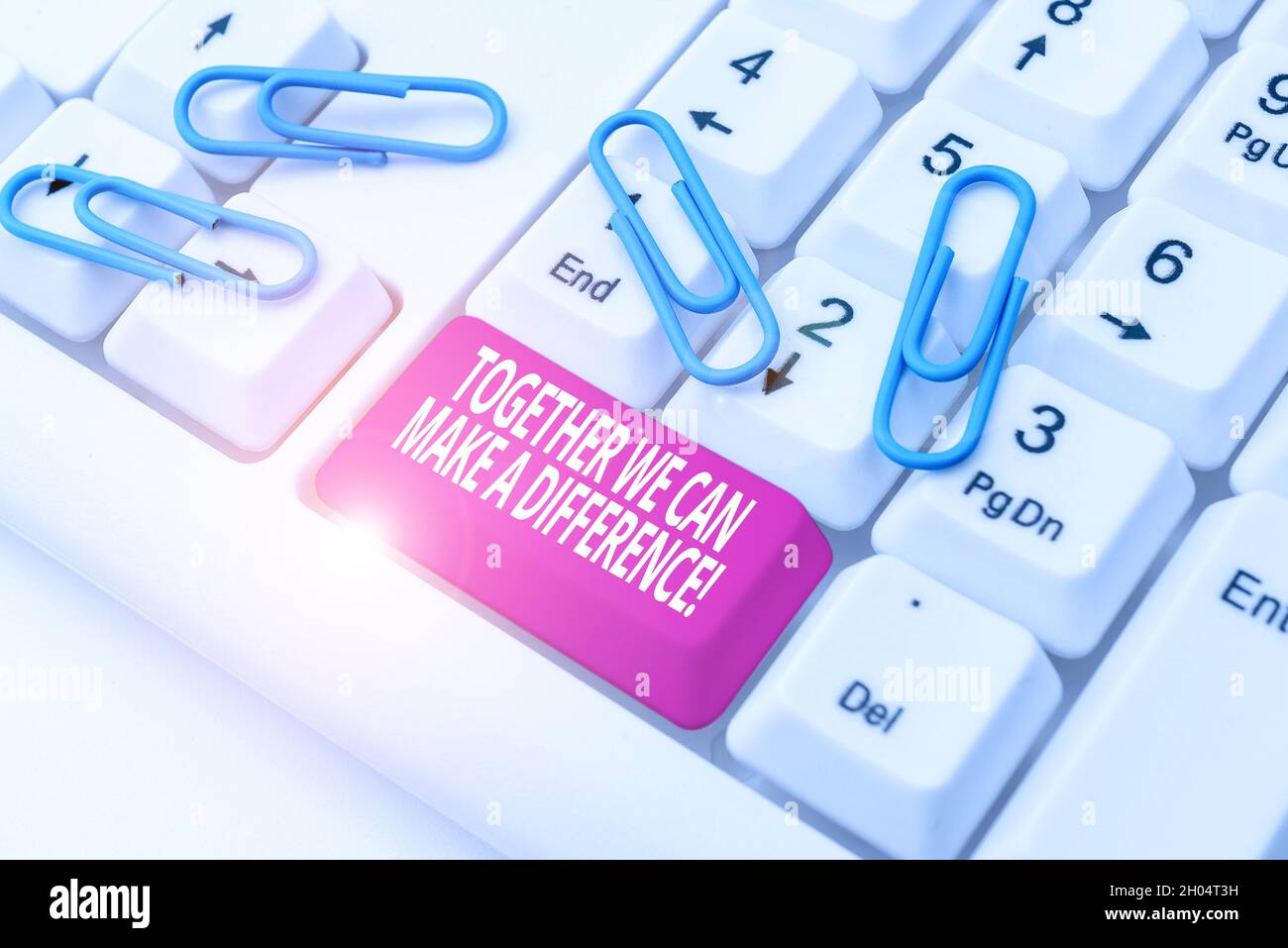 Textzeichen zeigt zusammen Wir können etwas bewirken. Konzeptionelle ...