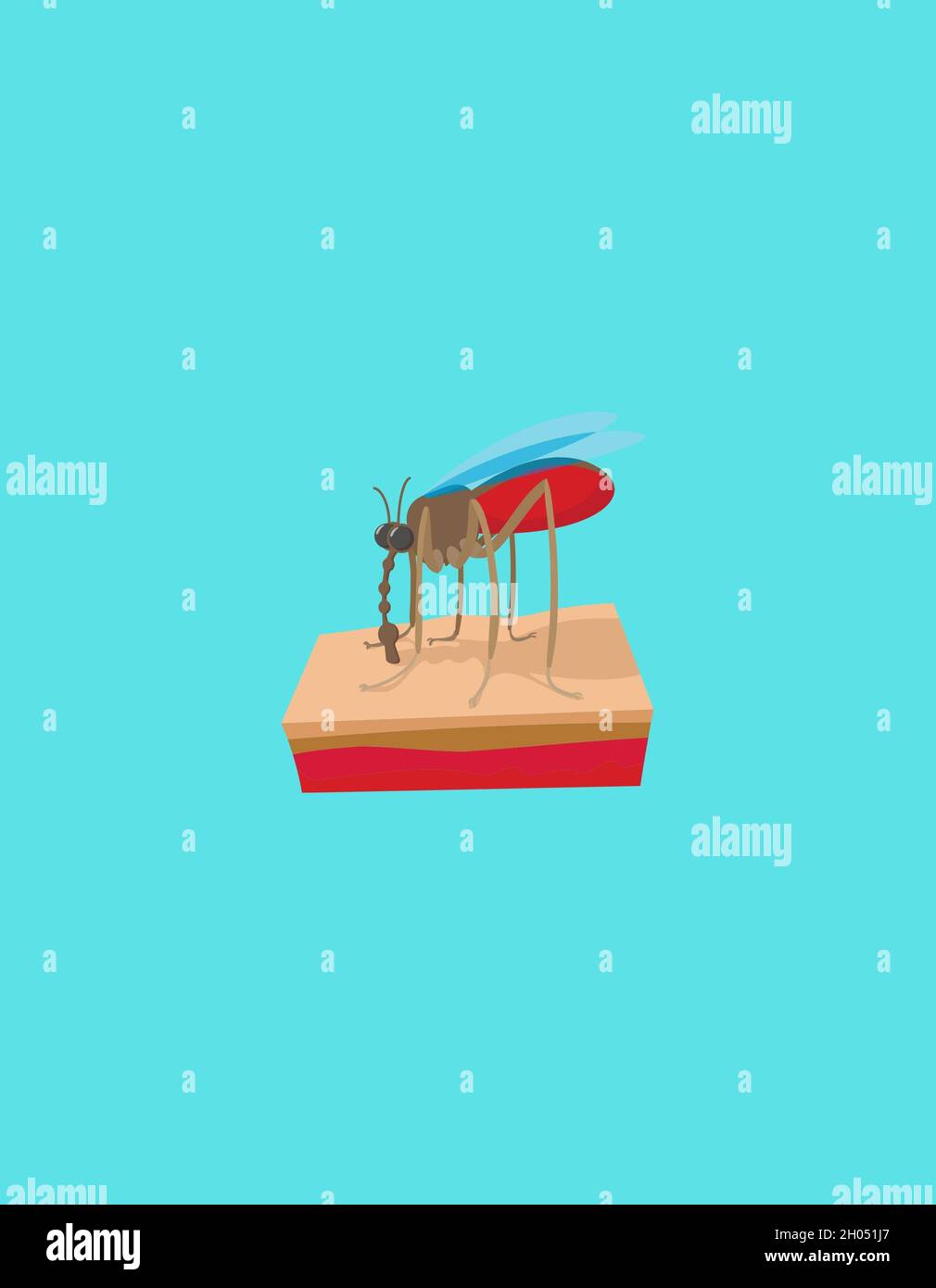 Mann, der an Chikunguniya, Fieber leidet, Hilfe Krankheiten auf blauem Hintergrund Stockfoto