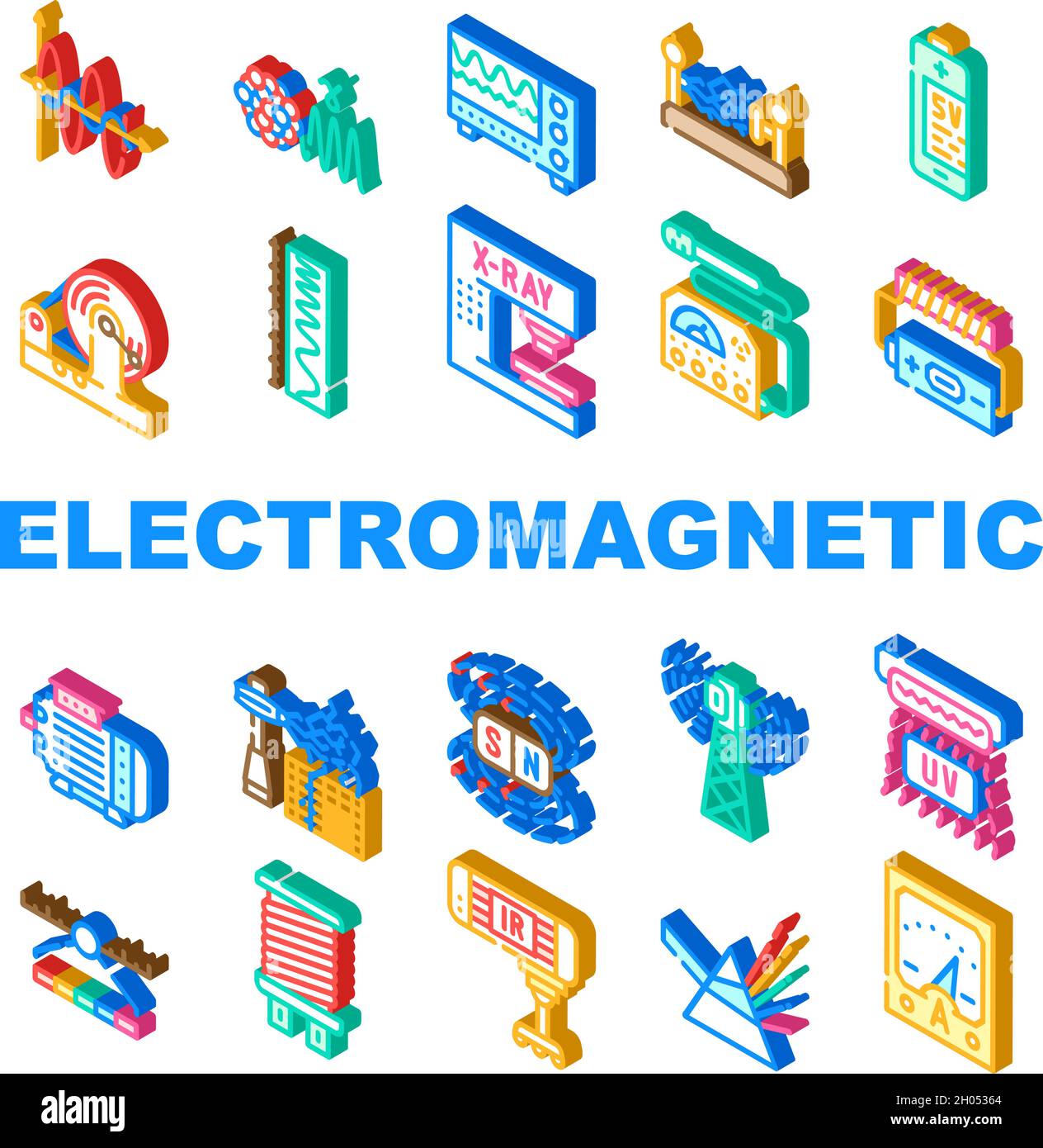 Symbole Für Elektromagnetische Physik Set Vector Stock Vektor