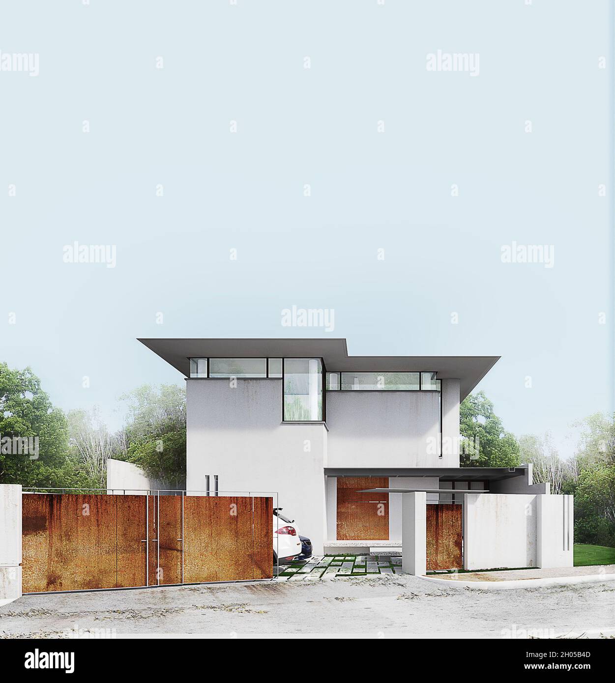 Tagaytay House - Modernes Tropisches Haus Stockfoto