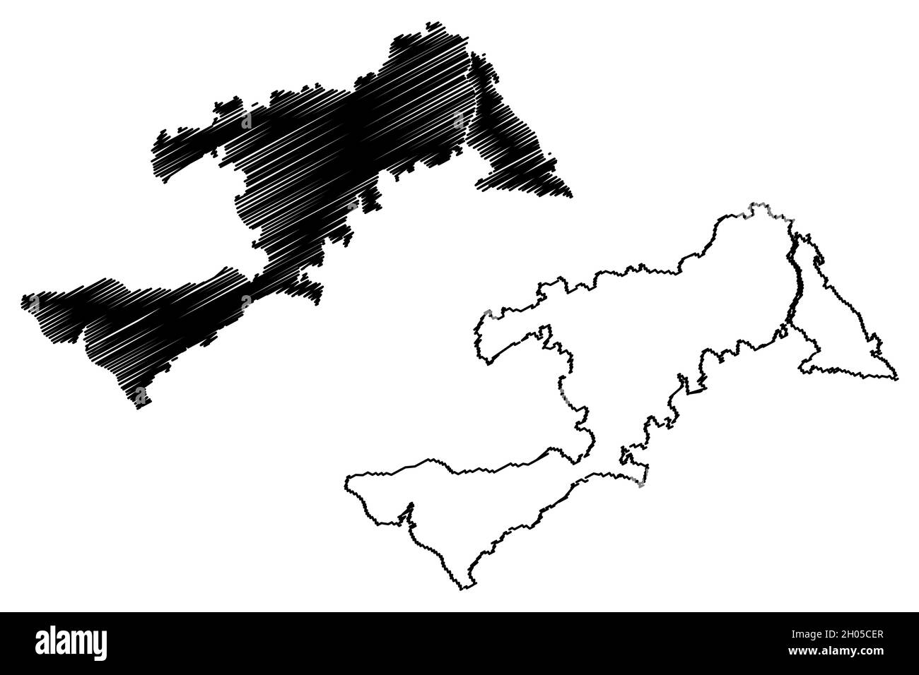 Khordha District (Odisha State, Republik Indien) Karte Vektor Illustration, scribble Skizze Khordha Karte Stock Vektor