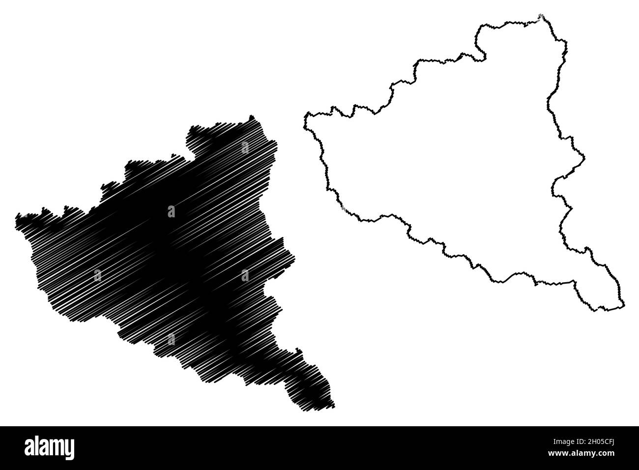 Kinnaur Distrikt (Himachal Pradesh State, Republik Indien) Karte Vektordarstellung, Skizze Kinnaur Karte Stock Vektor