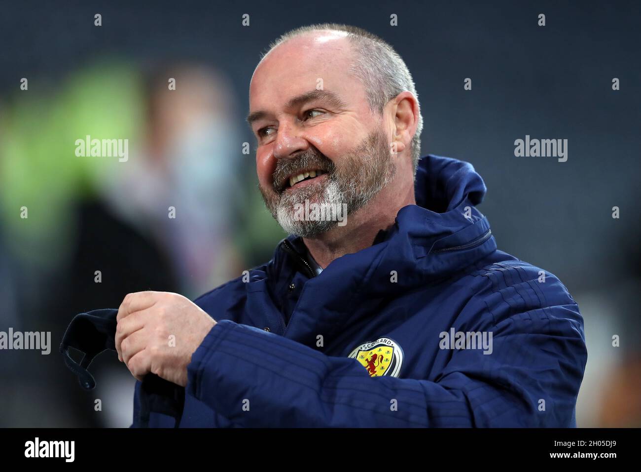 Aktenfoto vom 31-03-2021 des schottischen Cheftrainers Steve Clarke. Steve Clarke glaubt, dass seine Spieler in Schottland nach dem dramatischen Qualifikationssieg der Weltmeisterschaft 3-2 über Israel am Samstag von der „Liebe“ der Tartan Army profitieren werden. Ausgabedatum: Montag, 11. Oktober 2021. Stockfoto