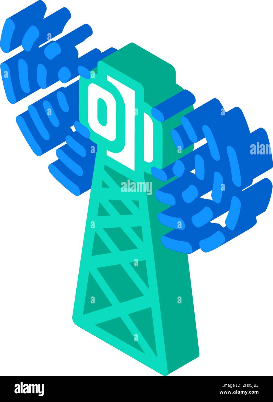 Abbildung des elektromagnetisch-isometrischen Symbols der Antenne Stock Vektor