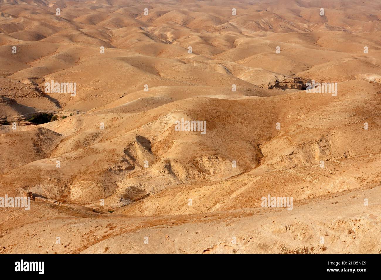 Landschaftlich reizvolle bergige Judäische Wüste Landschaft in der Nähe von Jericho, Israel Stockfoto