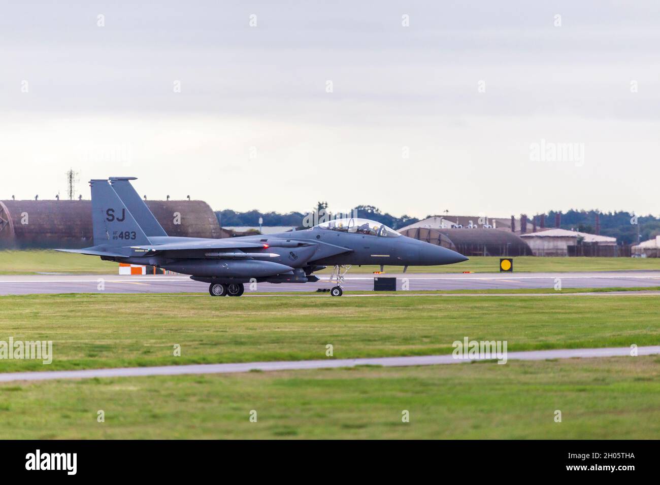 USAF F15 Strike Eagle Tactical Fighter bei RAF(USAF) Lakenheath in Suffolk, England, UK Stockfoto