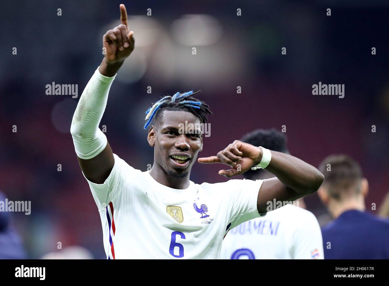 Paul Pogba aus Frankreich feiert nach dem Gewinn des UEFA Nations League-Finalmatches zwischen Spanien und Frankreich. Stockfoto